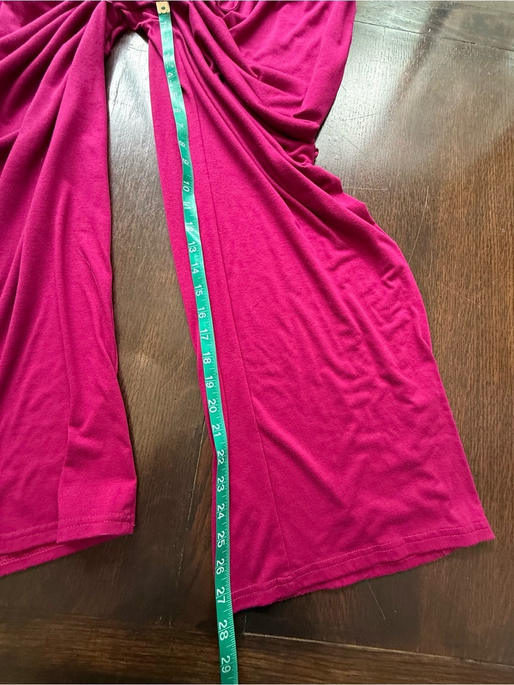 Wrap-Front 2 piece Smocked Drawstring Wide-Leg Jumpsuit in Burgundy Size Large - Picture 8 of 12